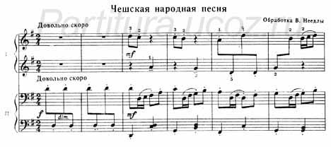 Чешская народная песня Неепла фортепиано ноты скачать