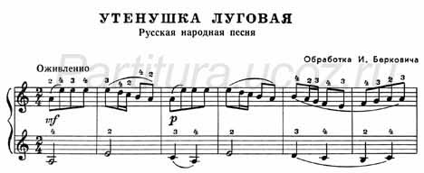 Утенушка луговая русская народная песня Беркович баян ноты скачать